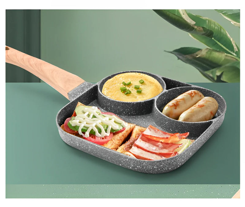 Frigideira Antiaderente 3 Furos Mármore Para Ovo Separado Comida Rapida - Neverdie Store