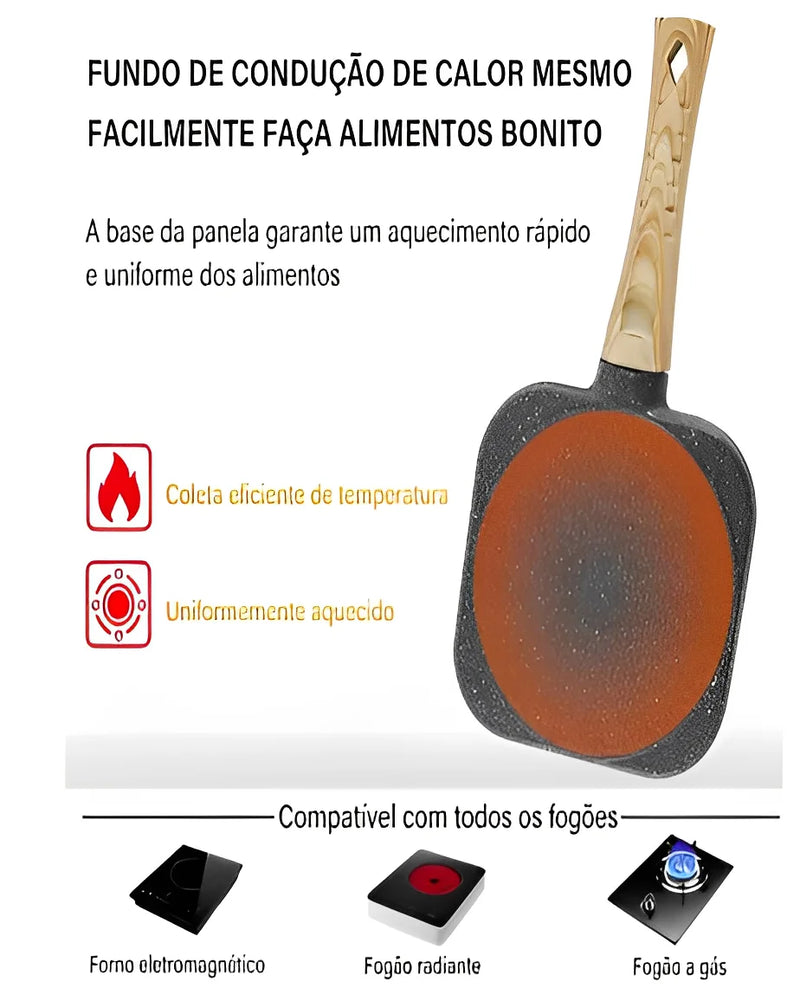 Frigideira Antiaderente 3 Furos Mármore Para Ovo Separado Comida Rapida - Neverdie Store