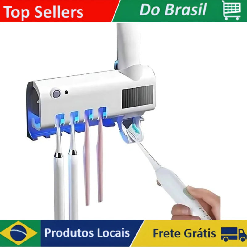 Porta Escova de Dentes com Dosador de Pasta Automática e Esterilizador UV - Praticidade e Higiene