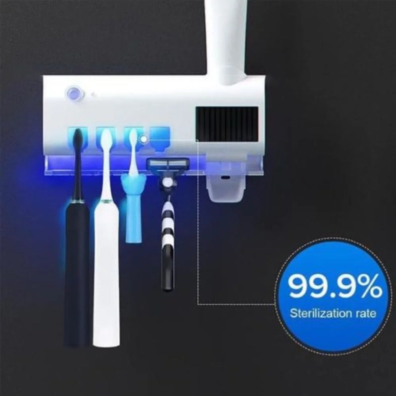 Porta Escova de Dentes com Dosador de Pasta Automática e Esterilizador UV - Praticidade e Higiene