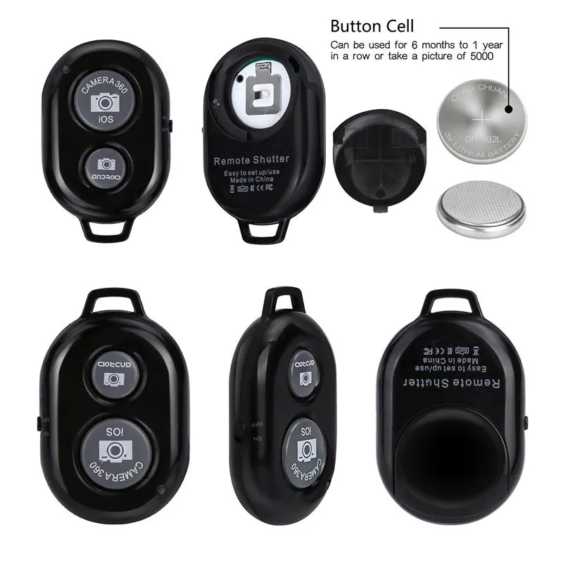 Compatível com Bluetooth Mini Camera Controle Remoto, Photo Shutter, Botão de Liberação, Selfie Telefone, IOS, Smartphones Android