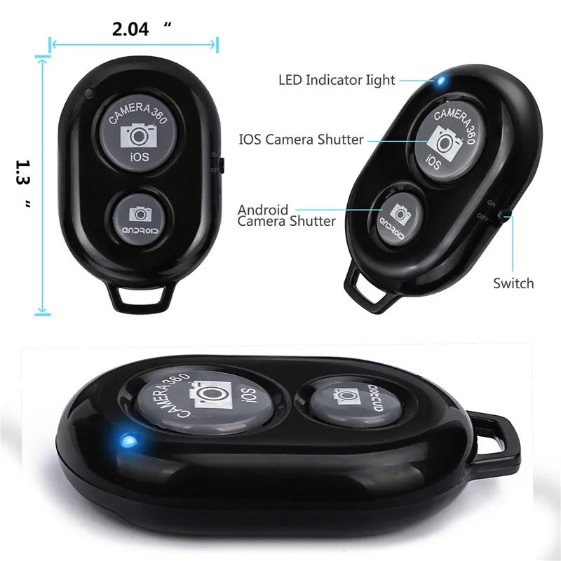 Compatível com Bluetooth Mini Camera Controle Remoto, Photo Shutter, Botão de Liberação, Selfie Telefone, IOS, Smartphones Android