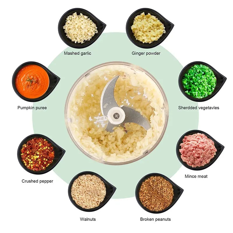 Mini triturador de alho elétrico sem fio, Chopper portátil, Carregamento USB, Gengibre, Pimentão, Máquina de Masher Vegetal, Cozinha, 100ml, 250ml