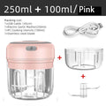 Mini triturador de alho elétrico sem fio, Chopper portátil, Carregamento USB, Gengibre, Pimentão, Máquina de Masher Vegetal, Cozinha, 100ml, 250ml