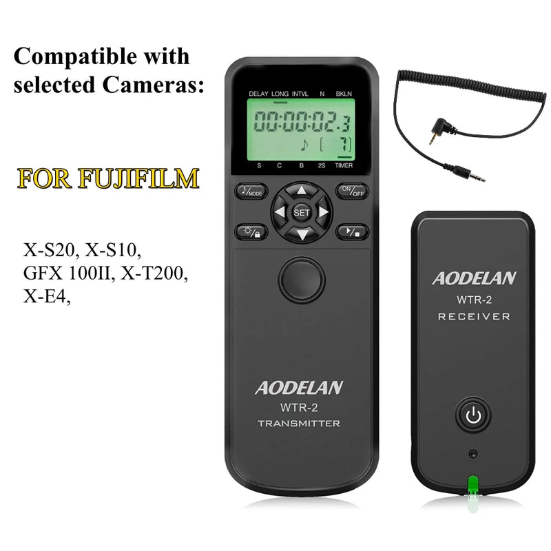 Câmera sem fio Timer Shutter Release, Intervalômetro Timelapse, controle remoto para Canon, Sony, Nikon Bulb, tiro contínuo WTR-2