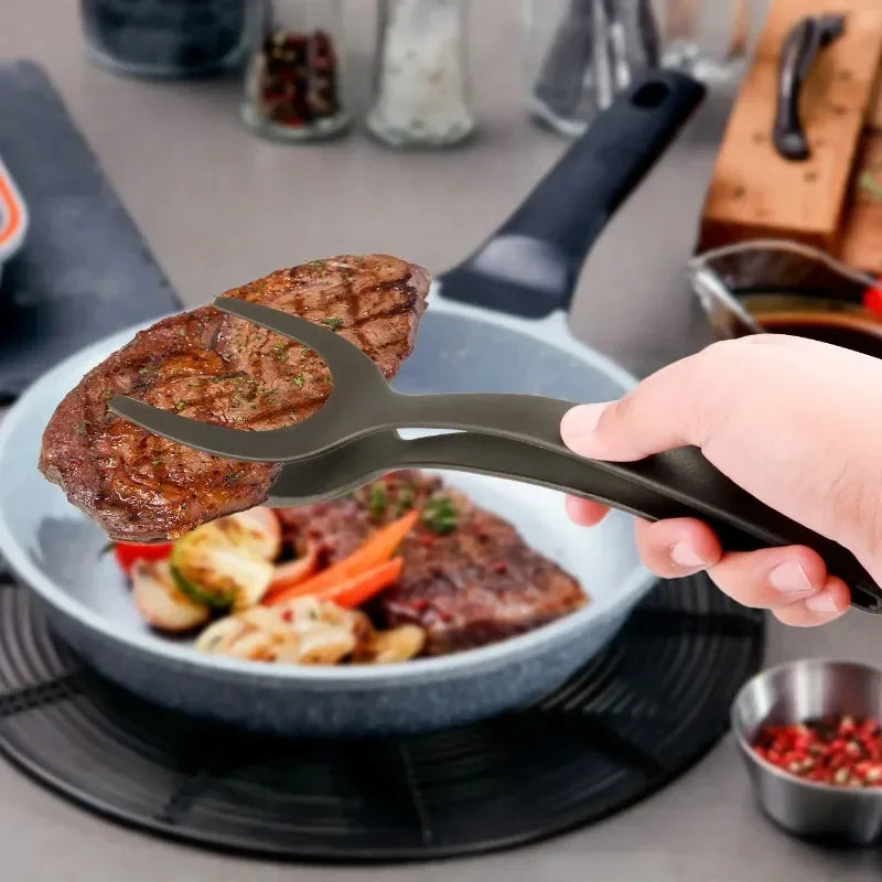 Nylon Grip Flip Tongs, Espátula De Ovo, Espátula De Bife, Pinças Pinça, Panqueca Fried Turners, Acessórios de cozinha, Itens de cozinha, 2 em 1