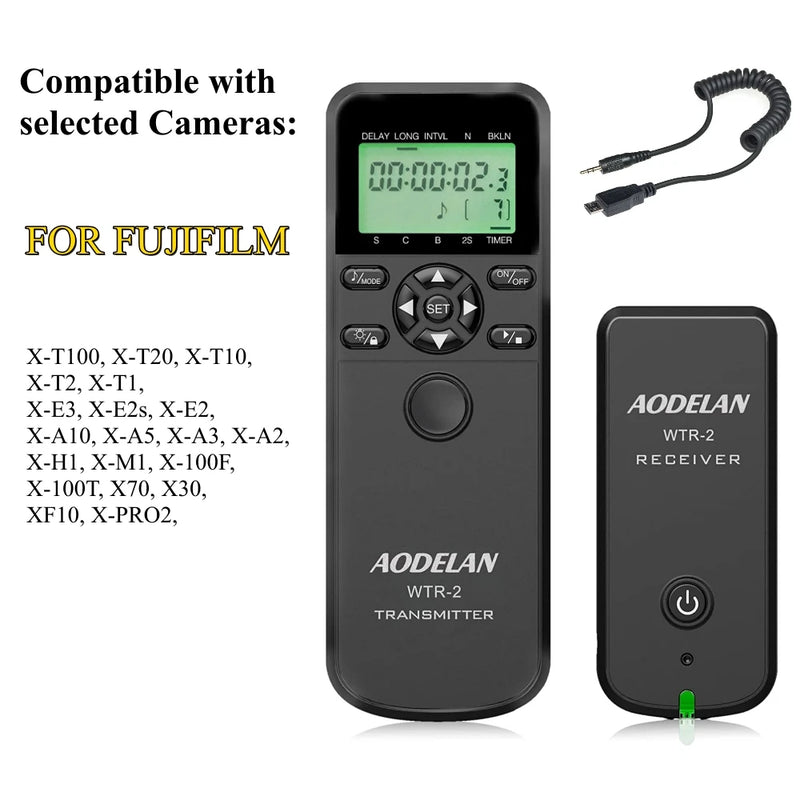 Câmera sem fio Timer Shutter Release, Intervalômetro Timelapse, controle remoto para Canon, Sony, Nikon Bulb, tiro contínuo WTR-2