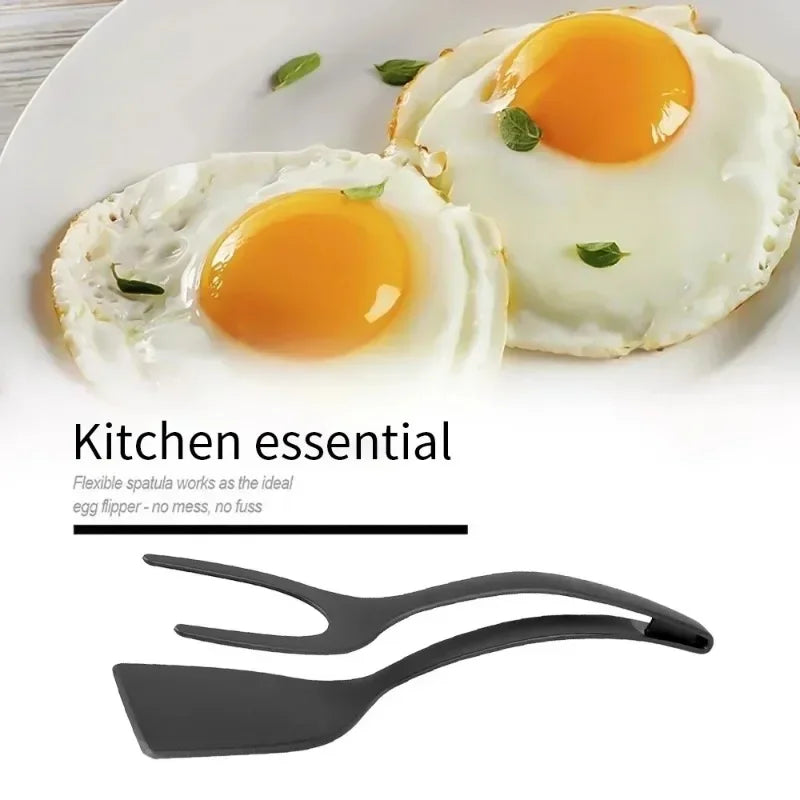 Nylon Grip Flip Tongs, Espátula De Ovo, Espátula De Bife, Pinças Pinça, Panqueca Fried Turners, Acessórios de cozinha, Itens de cozinha, 2 em 1