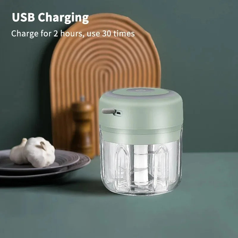 Mini triturador de alho elétrico sem fio, Chopper portátil, Carregamento USB, Gengibre, Pimentão, Máquina de Masher Vegetal, Cozinha, 100ml, 250ml
