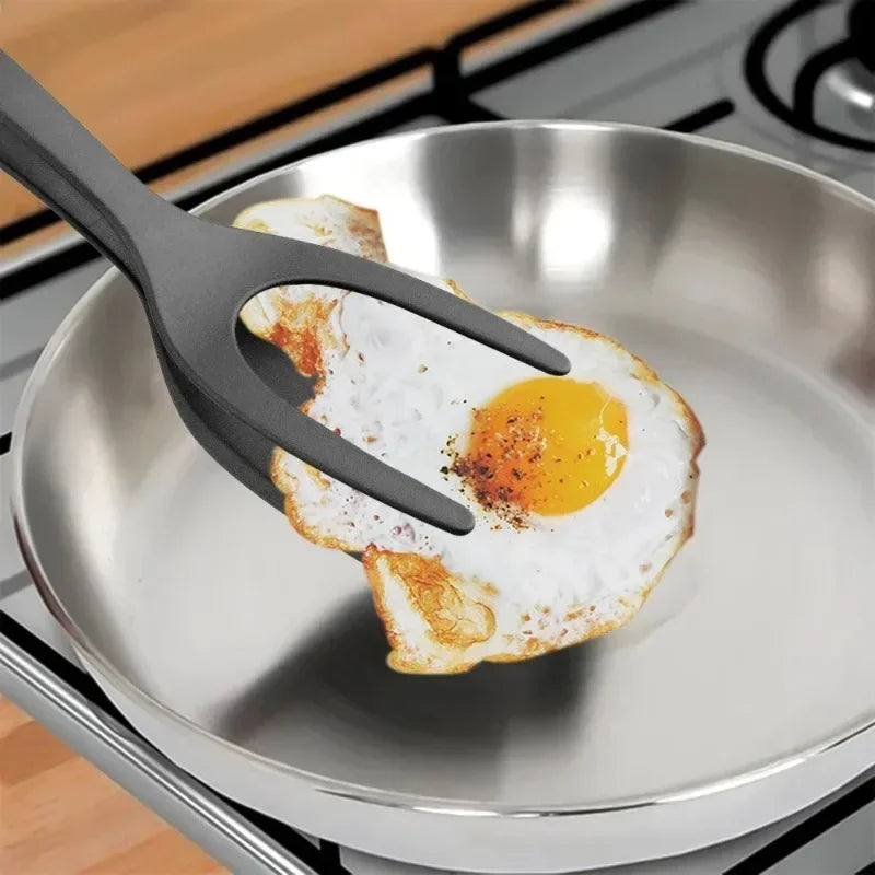 Nylon Grip Flip Tongs, Espátula De Ovo, Espátula De Bife, Pinças Pinça, Panqueca Fried Turners, Acessórios de cozinha, Itens de cozinha, 2 em 1