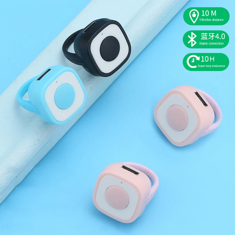 Controle remoto sem fio Bluetooth Fingertip Ring, obturador selfie, botão de liberação, temporizador automático, controlador de vídeo, recarregável