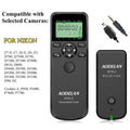 Câmera sem fio Timer Shutter Release, Intervalômetro Timelapse, controle remoto para Canon, Sony, Nikon Bulb, tiro contínuo WTR-2