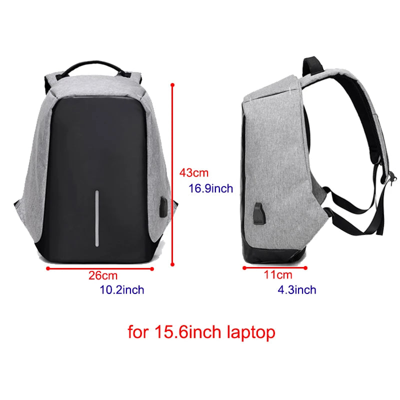 Mochila Anti-Roubo para Homens, Bolsa para Laptop, Mochila Masculina, Impermeável, Grande Capacidade, Mochila Escolar Designer, 15,6"